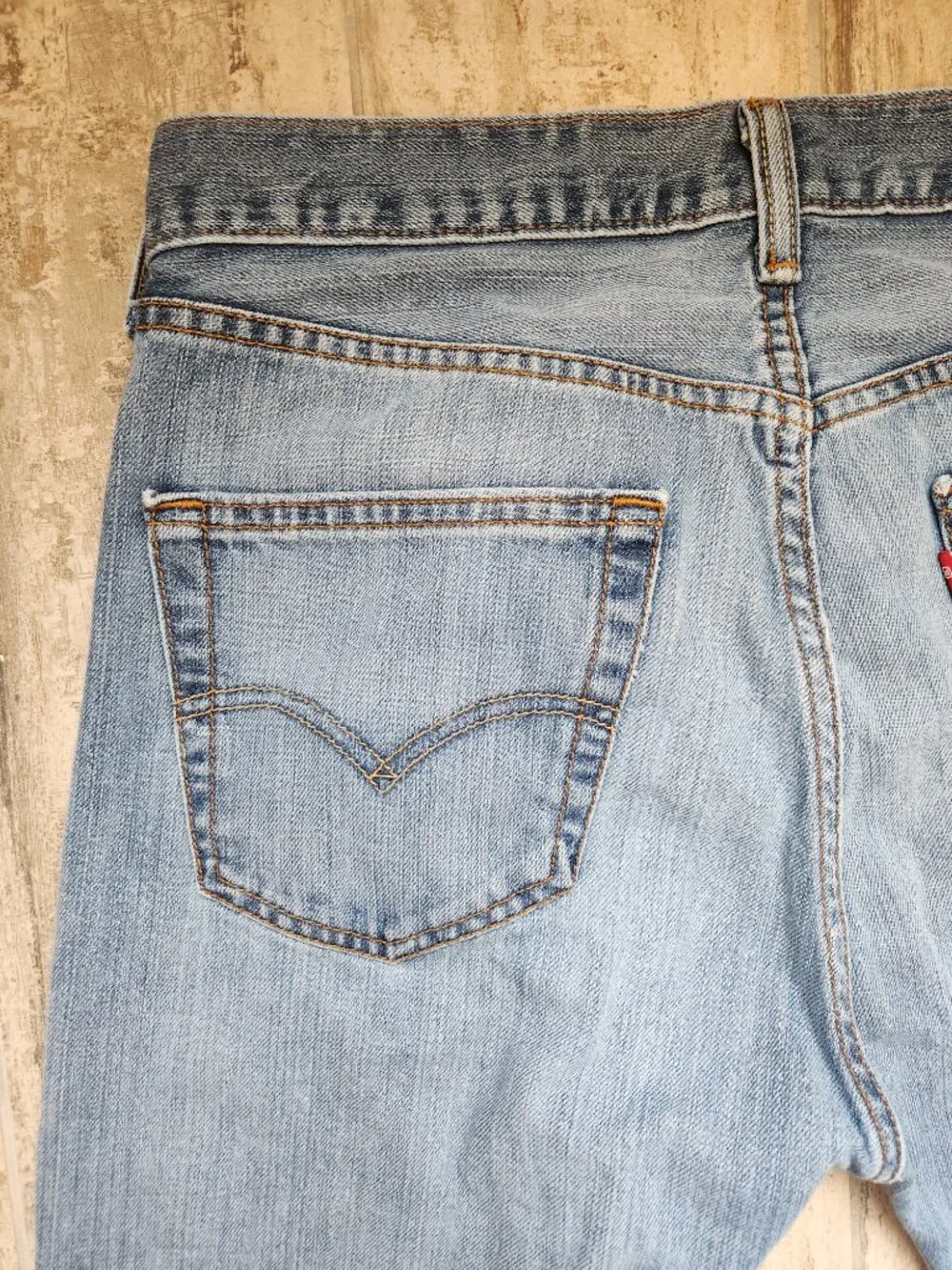 Levi's 501 Original Fit Button Fly Medium Wash Distressed Denim Jeans 33x30